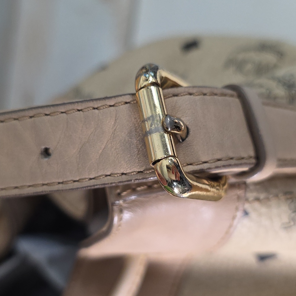 MCM Tan Monogram Drawstring Bucket Bag - image 15